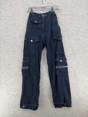 EB Denim Mid-Rise Stretch-Denim Cargo Trousers Jeans Size XS